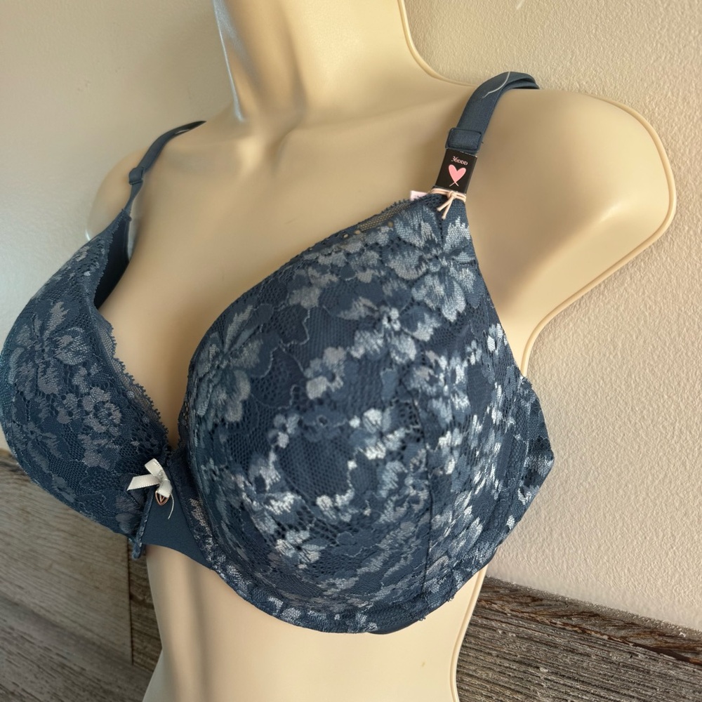 Victoria’s Secret Body by Victoria Bra 36DDD Navy Floral Lace NWT - Picture 2 of 8